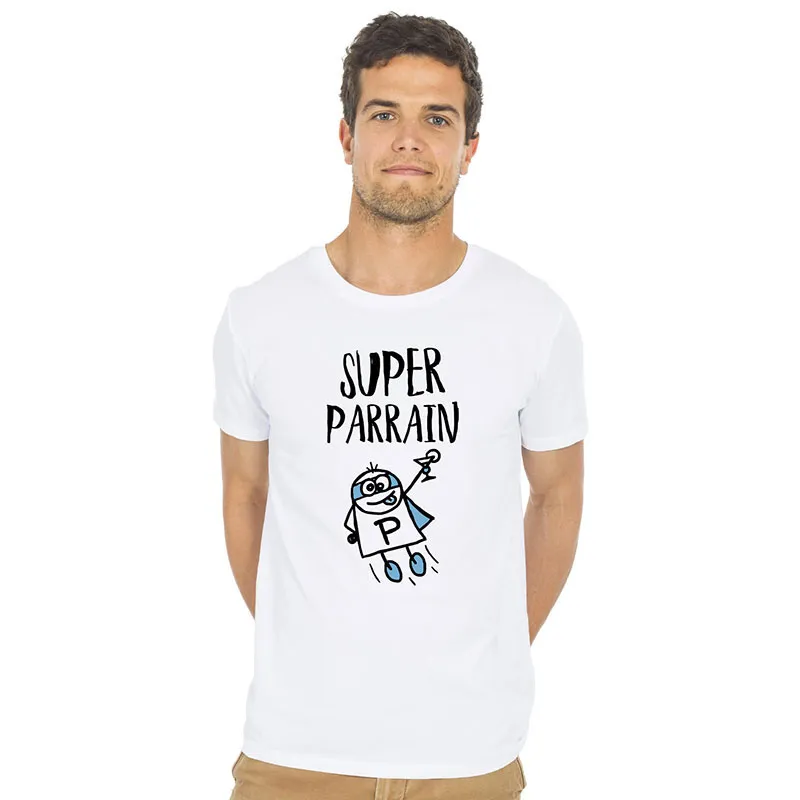 T-shirt Homme Super parrain BIO - Blanc-0