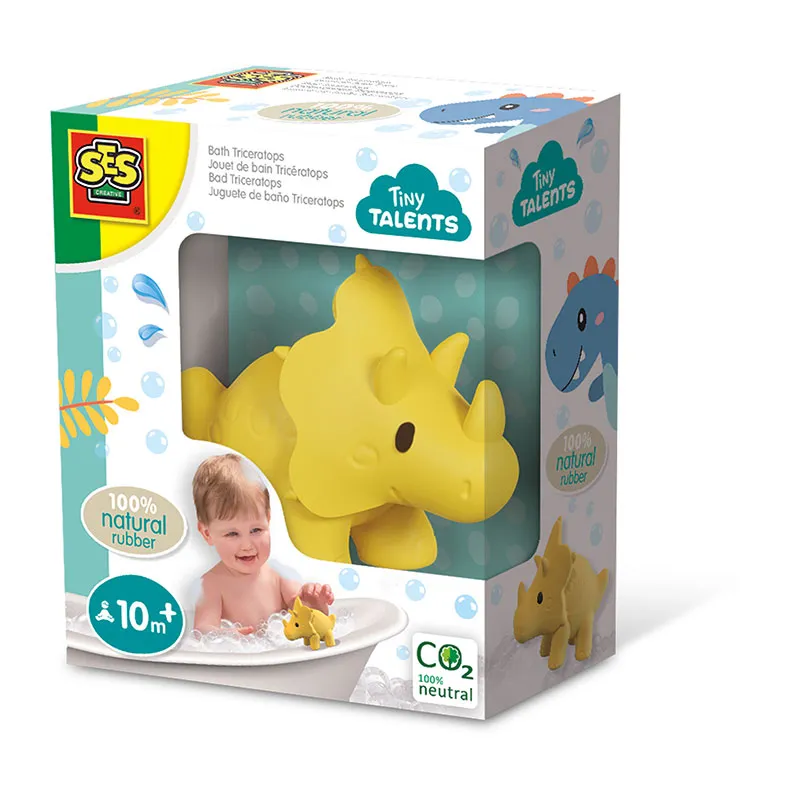 Jouet de bain Tricératops 100% Caoutchouc naturel - 10m+-0