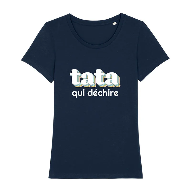 T-shirt Femme BIO Tata qui déchire 3 - Navy-0
