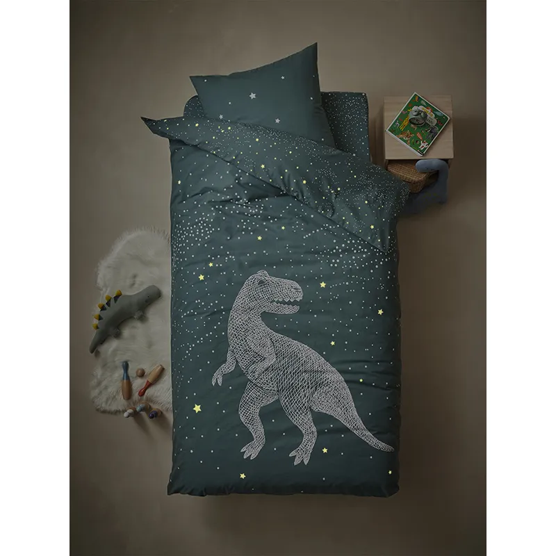 Housse de couette + Taie dino - Vert-3