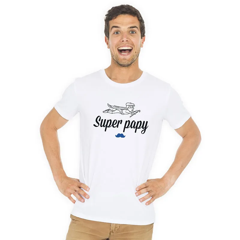 T-shirt Homme Super papy BIO - Blanc-0