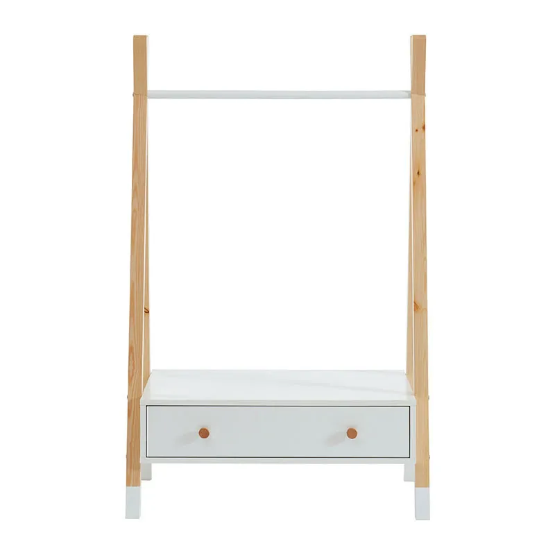 Portant Tipi + Tiroir Bois/Blanc - 80x40x130cm-3