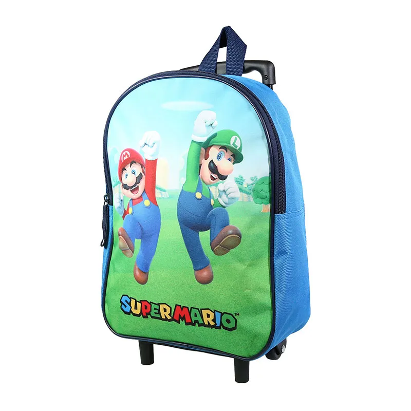 Sac à dos à roulettes maternelle Super Mario Bleu - 25x31cm-1