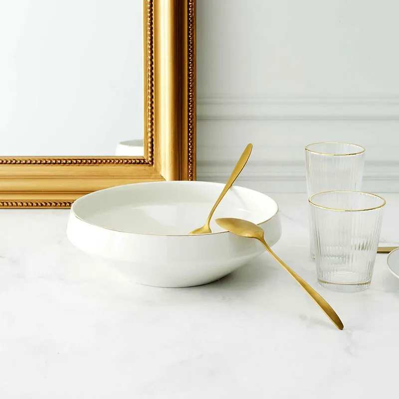 Saladier en porcelaine liseré Doré - Ø25cm-1