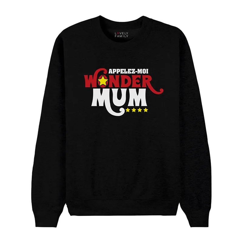 Sweat Femme Appelez-moi wonder mum - Noir-0