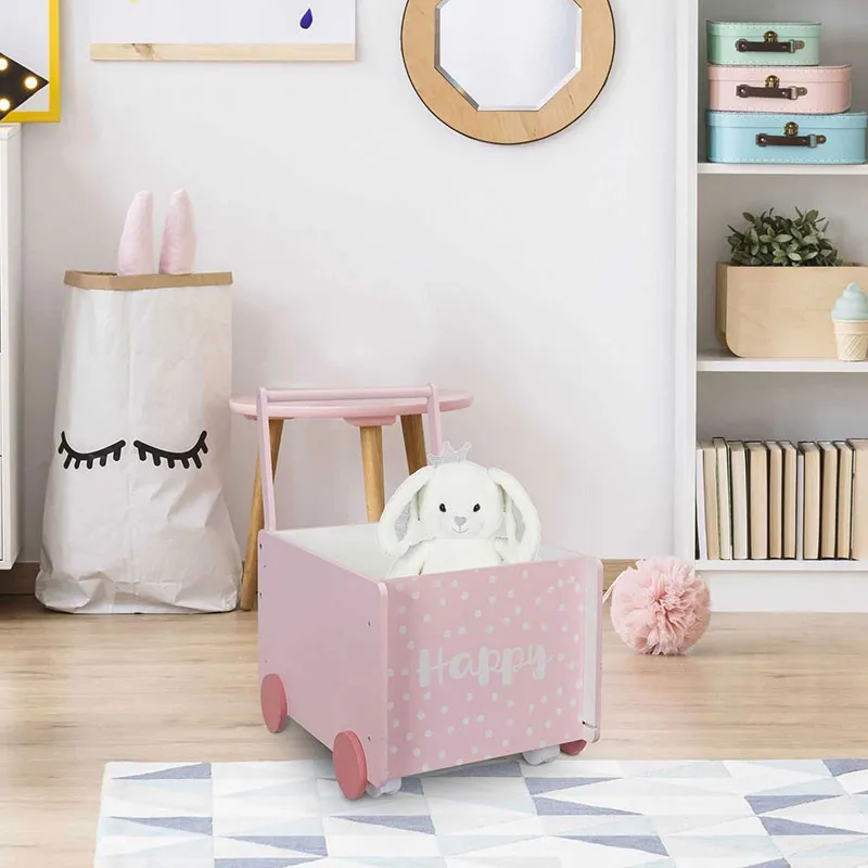 Chariot de rangement enfant Rose - 35x47x47,5cm-1