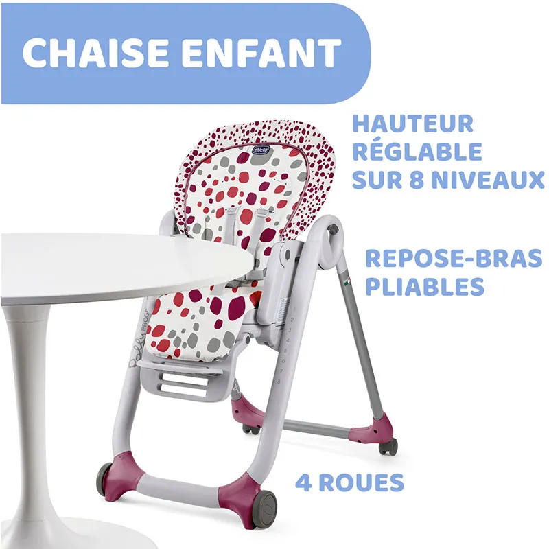 Chaise haute Polly Progres5 Cherry - 0m+-3