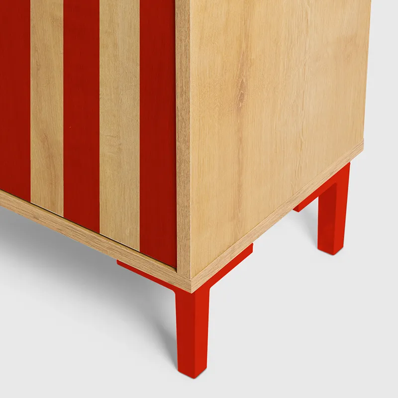 Table de chevet Rayure Rouge - 65x30x40cm-3