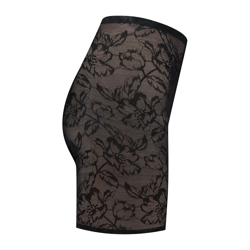 Short gainant taille haute en dentelle - Noir-2
