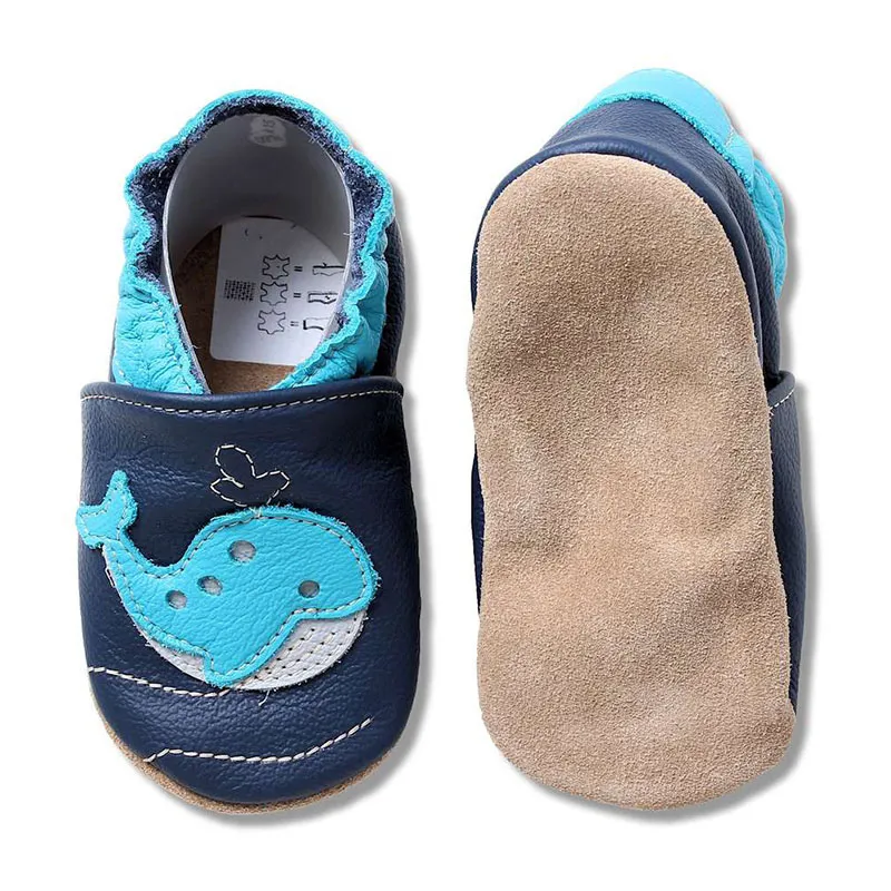 Chaussons cuir Baleine - Bleu-1
