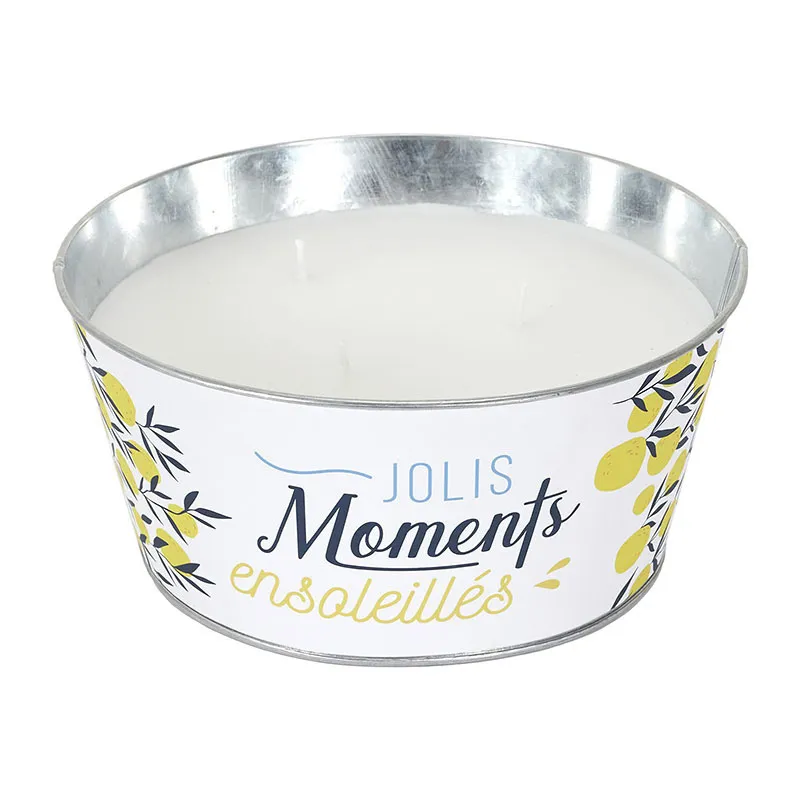 Bougie parfumée citronnelle pot métal Aléat. - 9x20.50cm-2