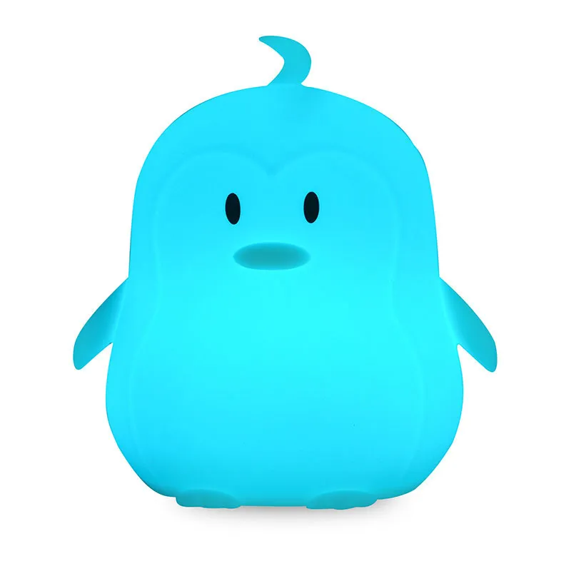 Veilleuse silicone USB Pingouin 8 couleurs - 9x11cm-3