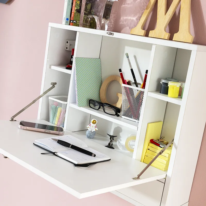 Bureau Mural Rabattable Blanc - 60x50x50cm-2