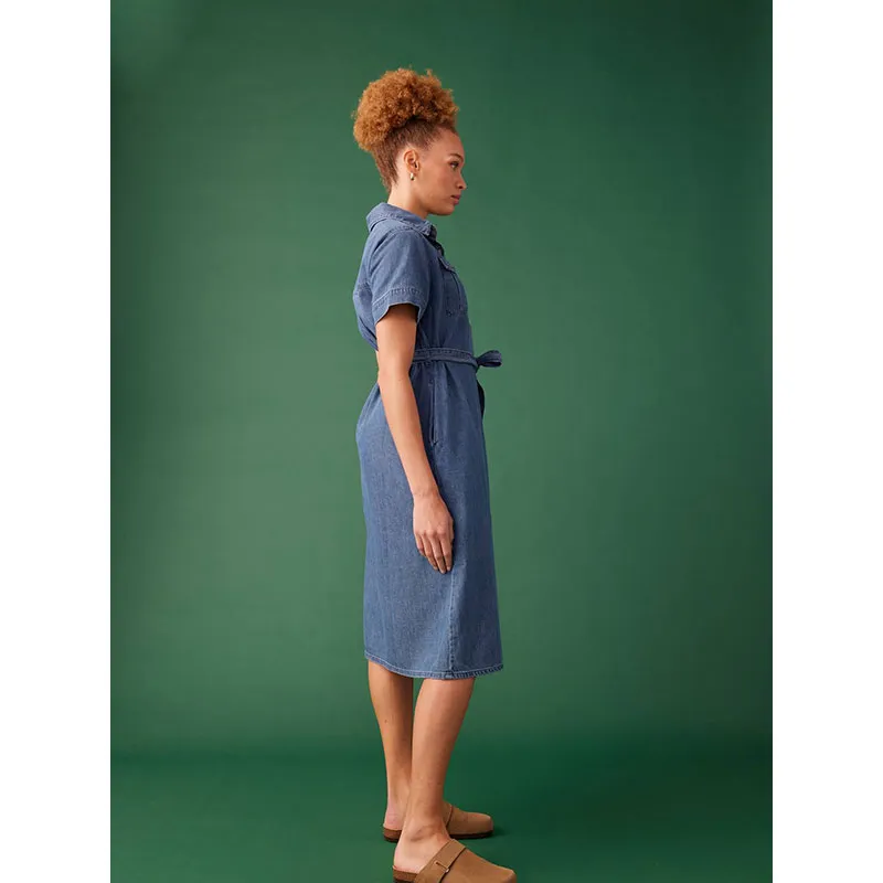 Robe de grossesse denim ceinturee - Bleu-2
