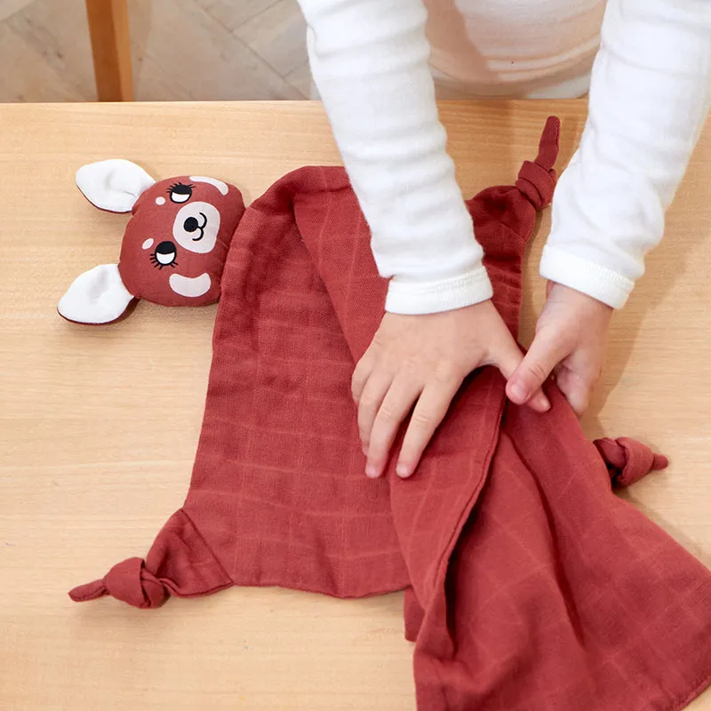 Doudou plat Coton BIO câlin Panda Rouge - 35cm-2