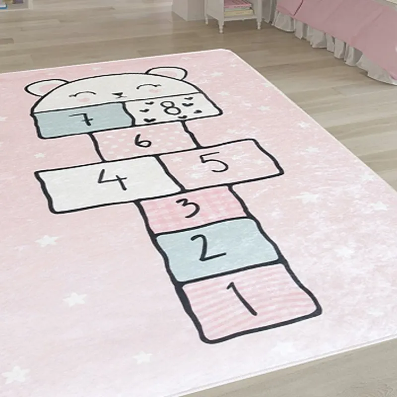 Tapis Enfant Marelle étoiles Rose - Plusieurs dim. dispos-1