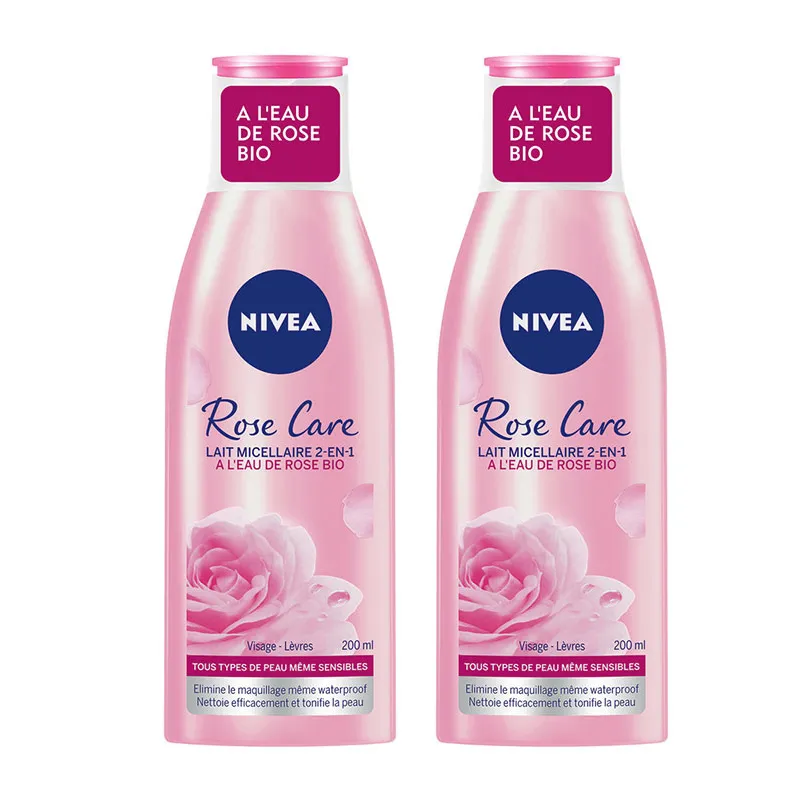 2 Laits micellaire démaquillants à l'eau de Rose BIO - 2x200ml - NIVEA-0