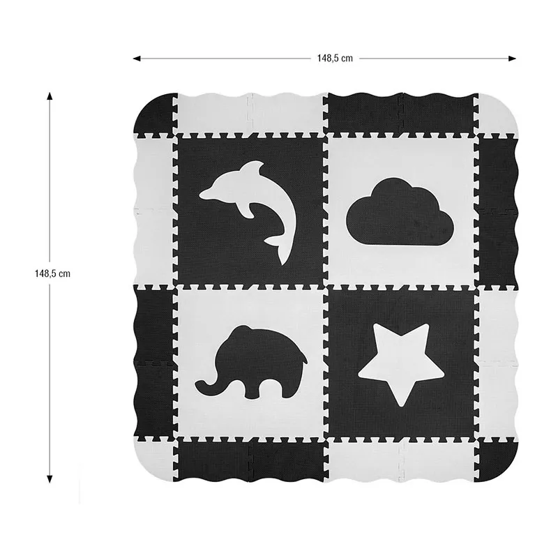 Tapis puzzle mousse Jolly 24pcs Animaux Gris - 10m+-8
