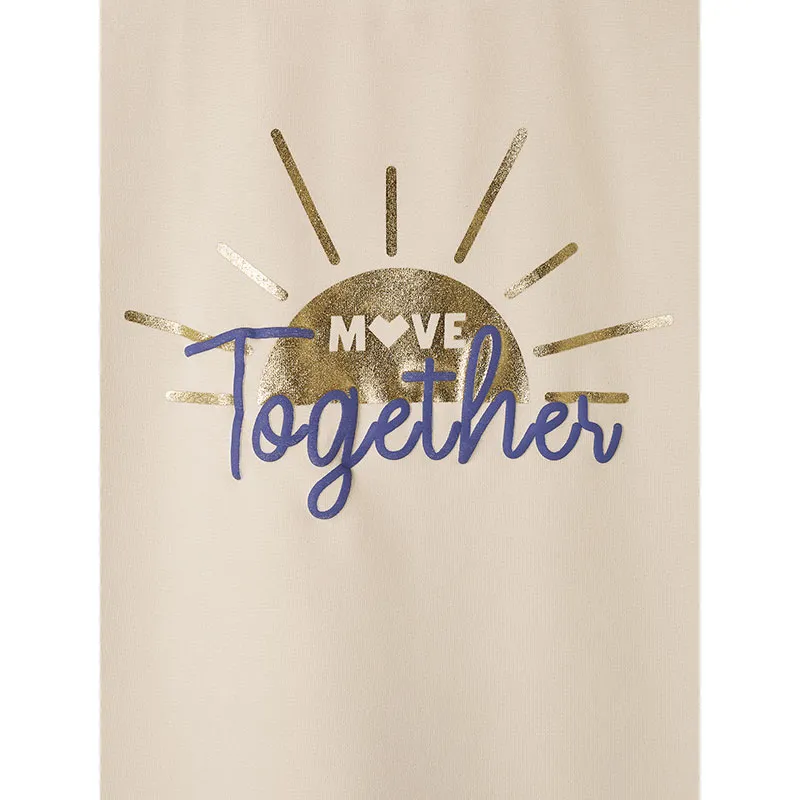 Ensemble de sport t-shirt et corsaire fille motif sunrise irisé - Écru-4