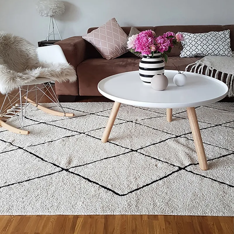 Tapis Coton Berbère Naturel/Noir - 200x140cm-0