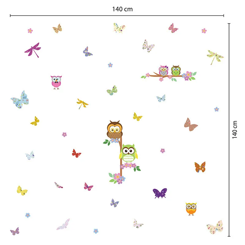 Stickers - Arbre, chouettes & Papillons-4