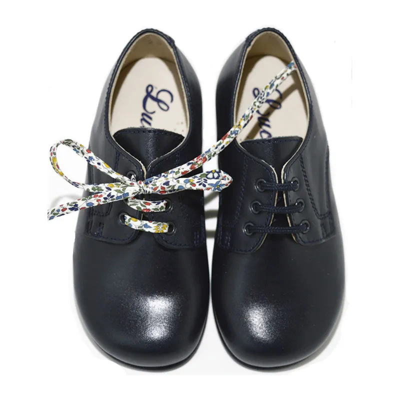 Chaussures derbies enfant à lacets Gaël - Cuir Bleu Marine-0