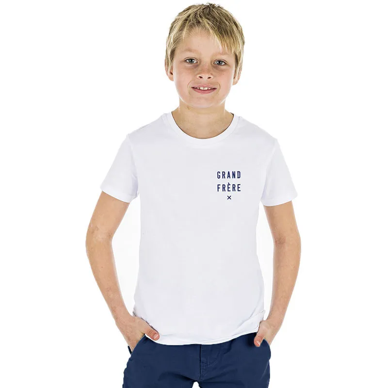 T-shirt Garçon Grand frère x coeur BIO - Blanc-0