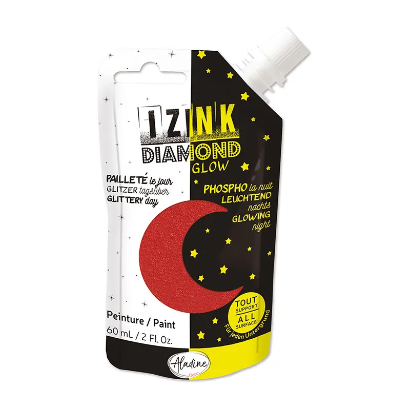 Peinture pailletée/phospho. Izink 60ml Rouge - 14+-0