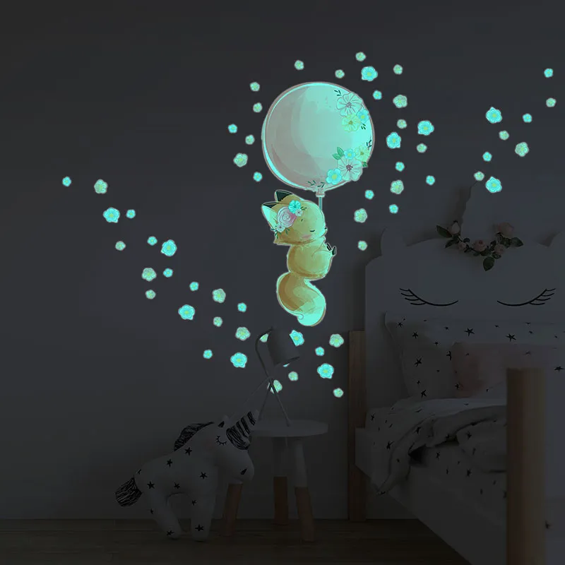 Stickers Phospho. - Renard et son ballon + 60 fleurs-2