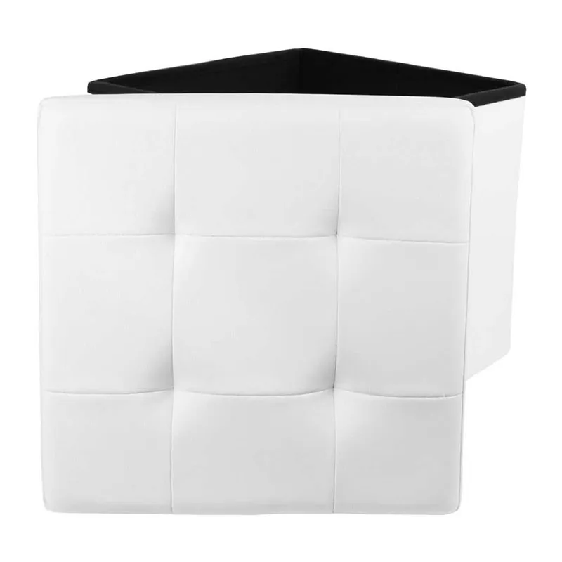 Coffre pouf Pliable Blanc - 37,5x37,5cm-1