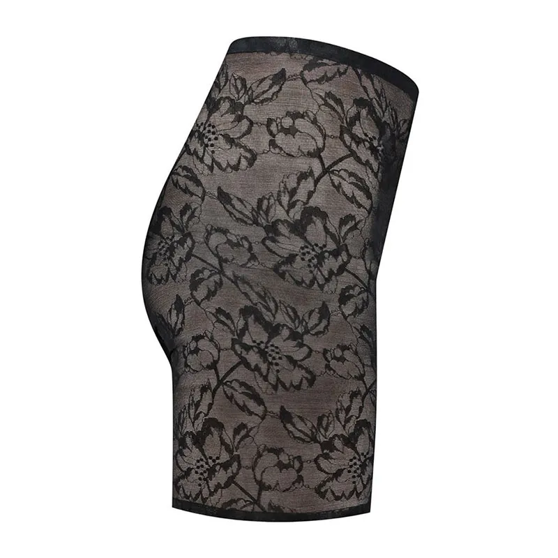 Short gainant taille haute en dentelle - Noir-13
