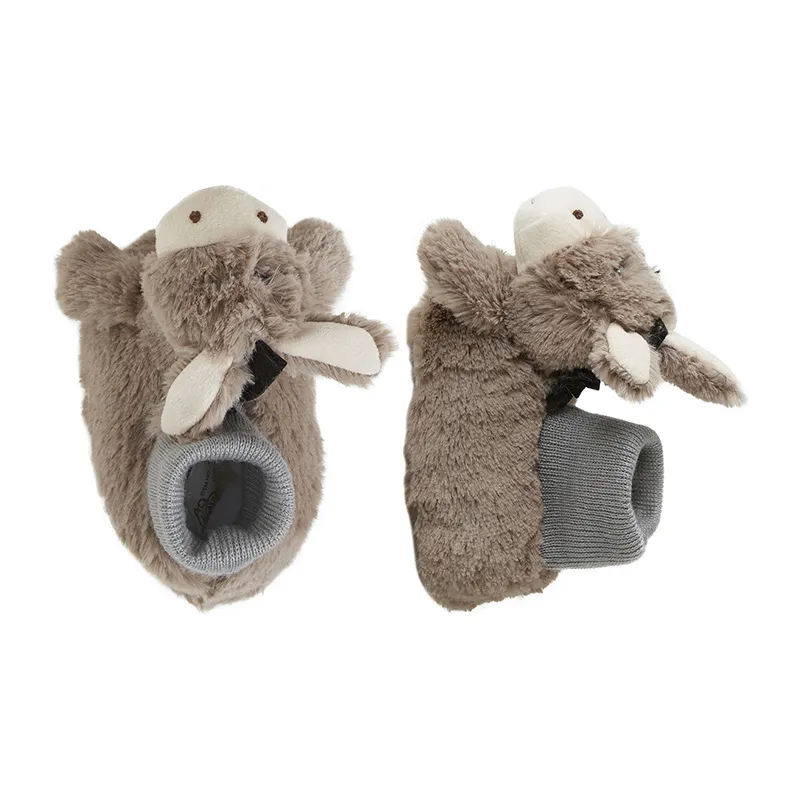 Chaussons peluche Âne Toile - Taupe/Gris-2