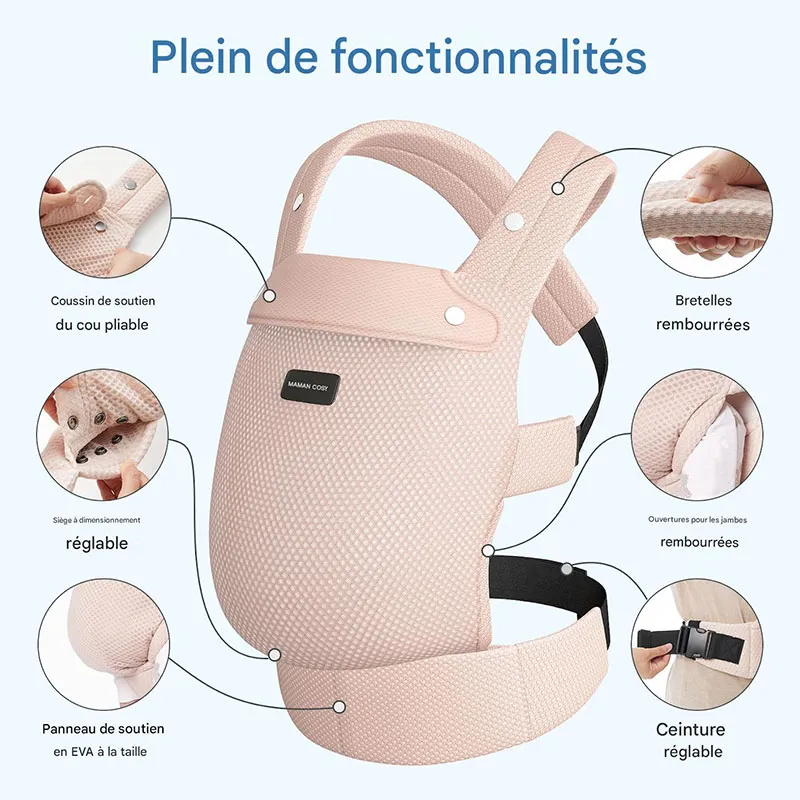 Porte-bébé maille respirante Rose - 0m+-4