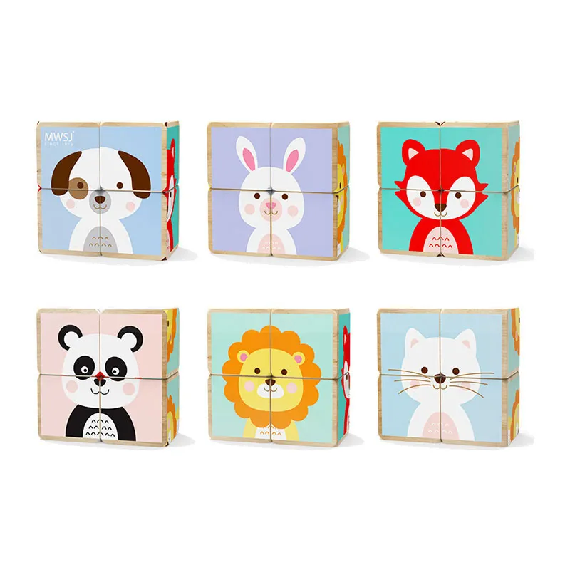 Puzzle cubes Animaux 4pcs - 12m+-1