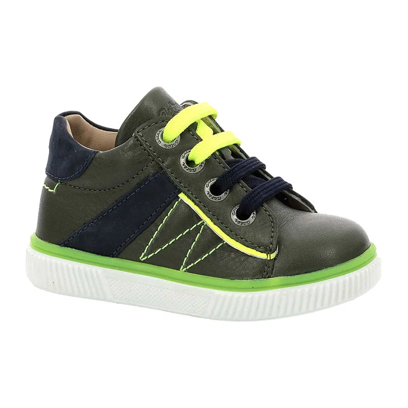Sneakers hautes Bébé Nantib Cuir - Vert/Marine/Jaune - ASTER-0