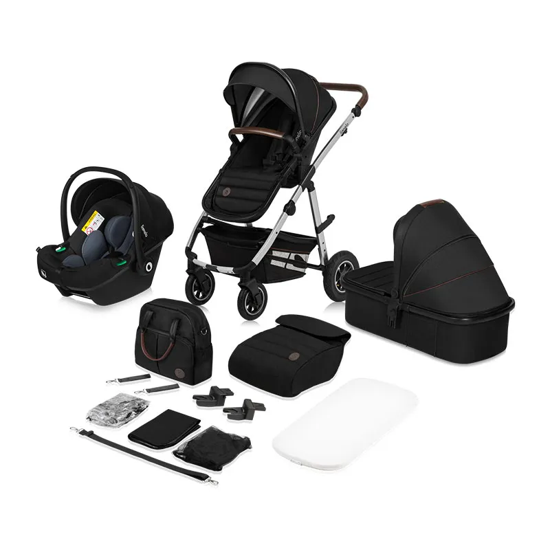 Trio Poussette Amber + Nacelle + Cosy Gr.0+ Black Silver-0
