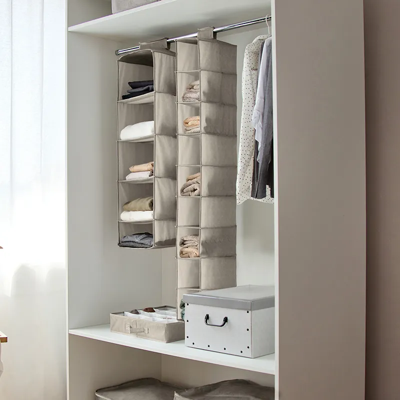 Organisateur de pulls Nancy 5 niveaux Beige - 30x30x128cm-3