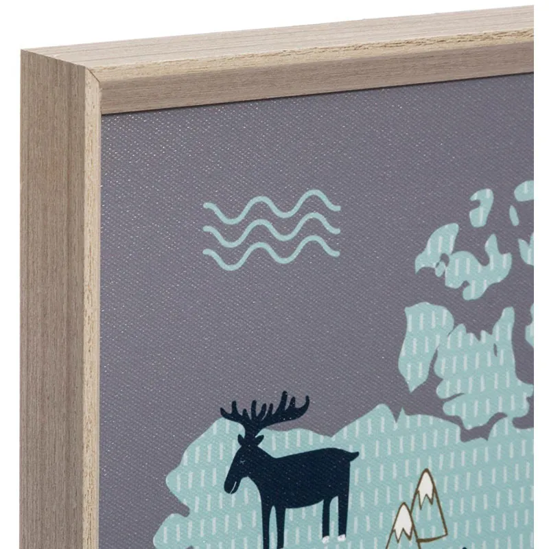 Tableau carte du monde Bleu/Naturel - 50x70cm-1