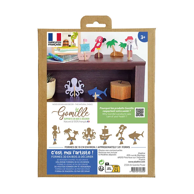 Kit supports bois à décorer Gomille Pirates 6pcs - 36m+-0