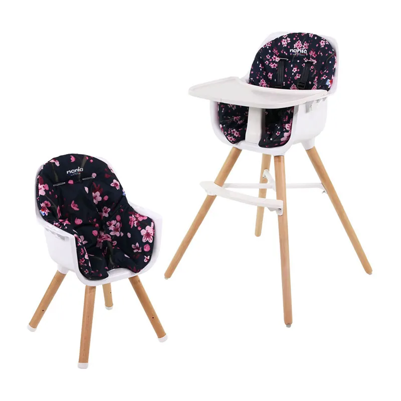 Chaise haute bébé évolutive Paulette Cerisier Noir - 56x88cm-1