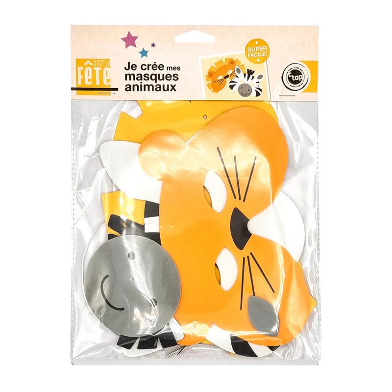 Kit créatif masques Animaux de la jungle - 23x14,5/19x15,6cm-2
