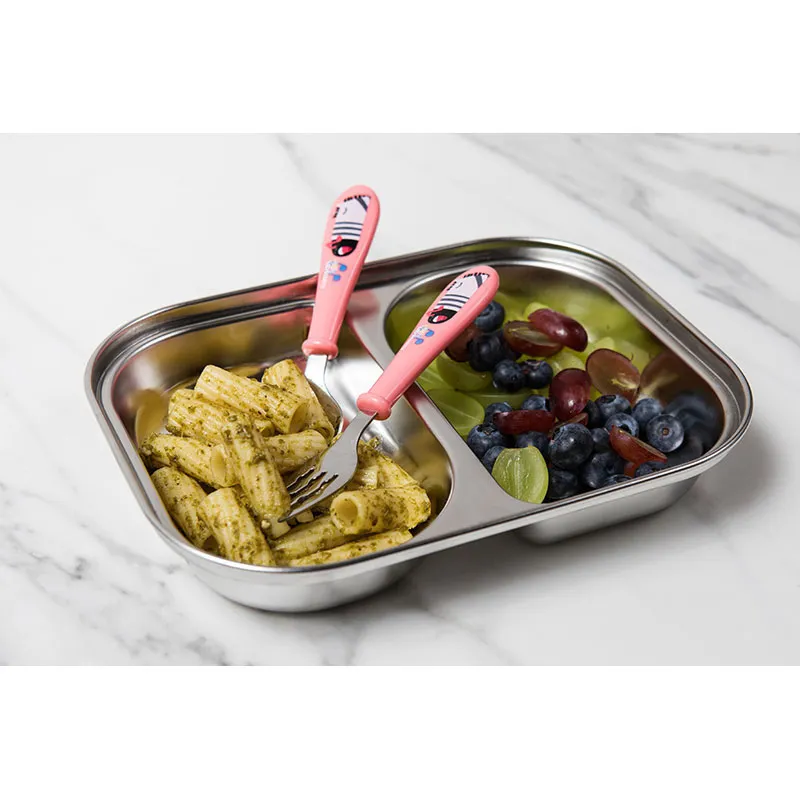 Assiette 2 compart. 850ml acier inox Baleine - 12m+-11