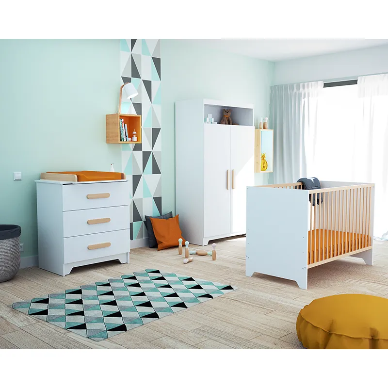 Lit Bébé Bois Gavroche Blanc/Bois - 60x120cm-2