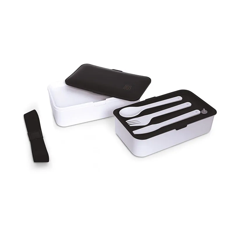 Lunchbox Bento + Couverts Noir - 2x600ml-0
