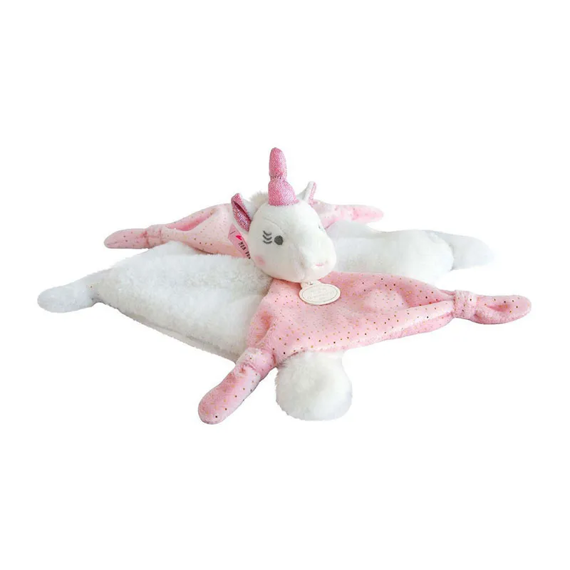 Doudou Lucie la Licorne Rose/Blanc - 22cm-1