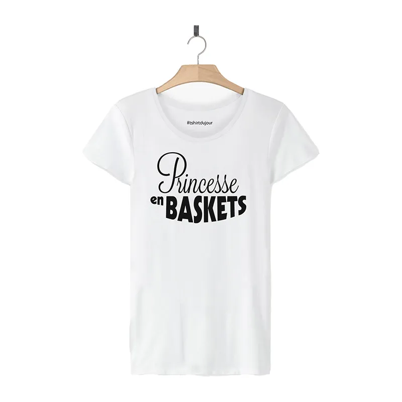 T-shirt Femme BIO Princesse en baskets - Blanc-0