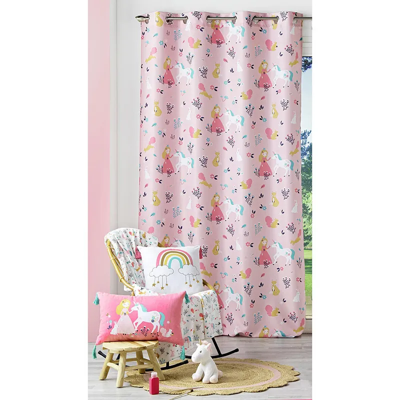 Rideau à oeillets Princesse Licorne - 140x260cm-1