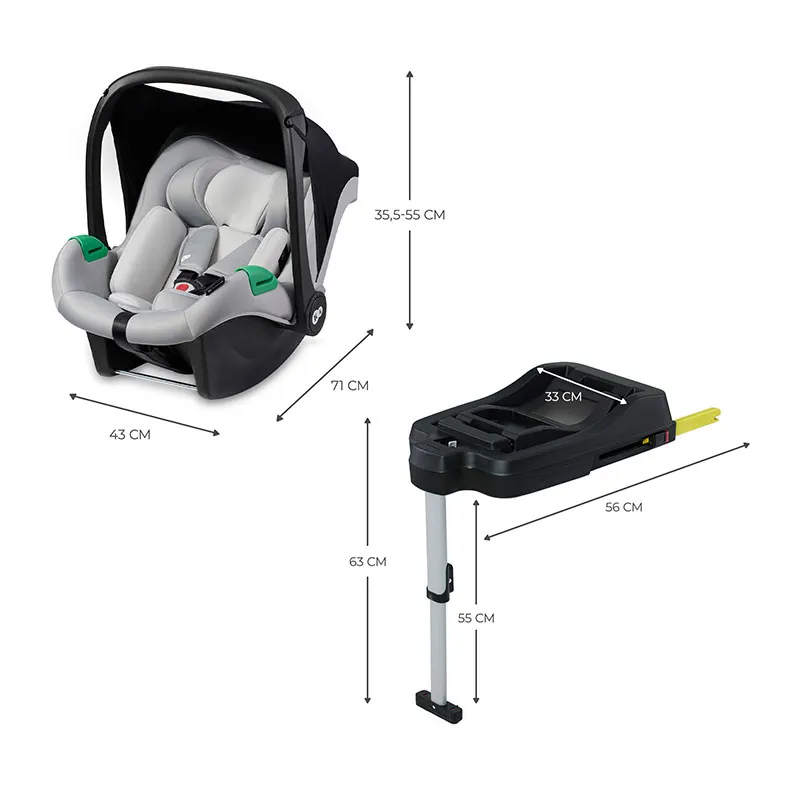 Siège-auto Mink Pro I-Size 40-75 cm + Base Isofix - Gris-4