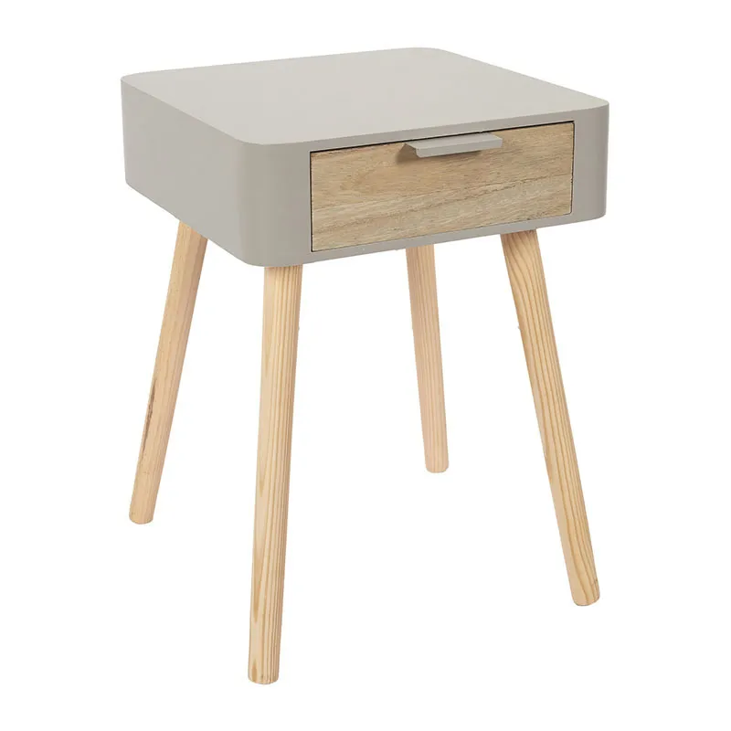 Table de chevet Taupe/Noir/Bois - 35x40x48cm-2