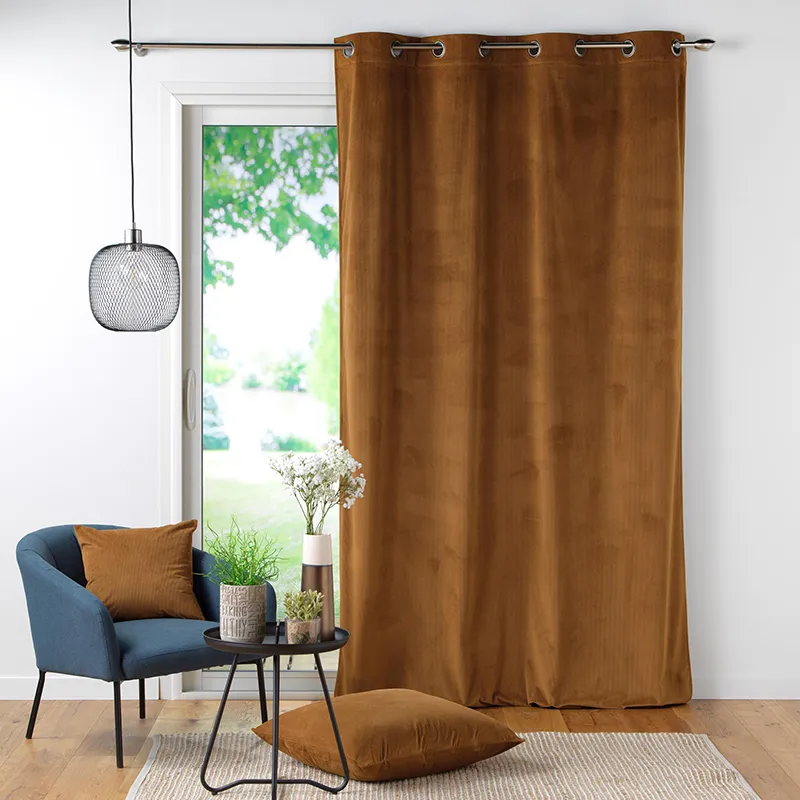 Rideau à Oeillets velours cotelé Casual Camel - 140x260cm-0